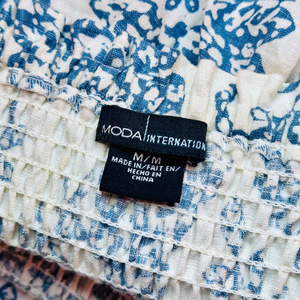 Moda International Victoria's Secret M Linen Ivory/Cream & Blue Floral Strapless - Picture 9 of 11